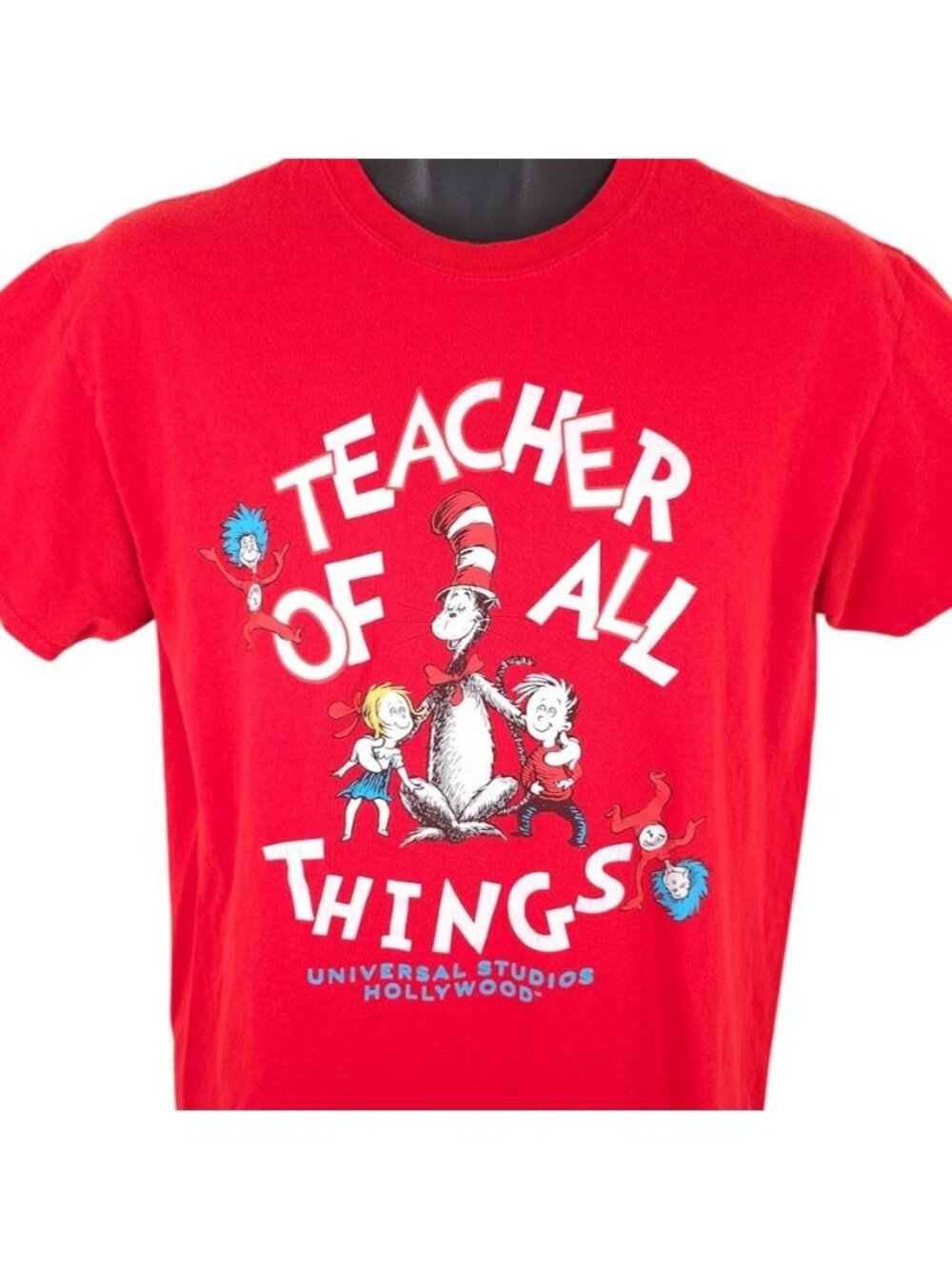 Dr Seuss Teacher T Shirt Mens Size Medium Red Universal Studios Hollywood